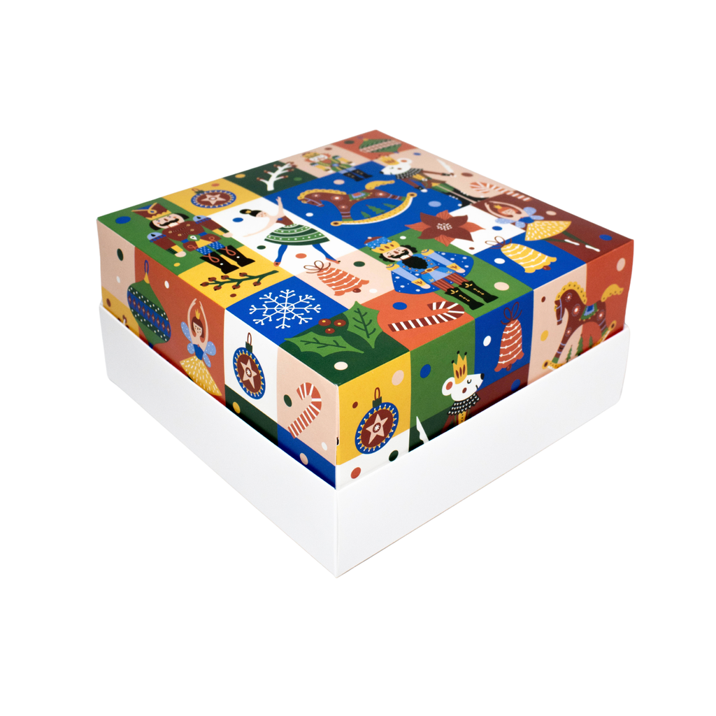 Caja Para Pastel 20x20x10 Colección Navidad Cascanueces
