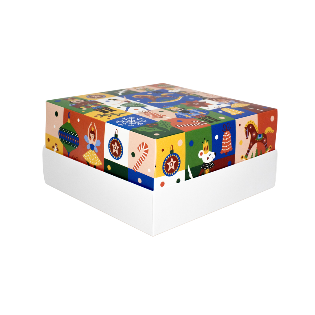 Caja Para Pastel 20x20x10 Colección Navidad Cascanueces