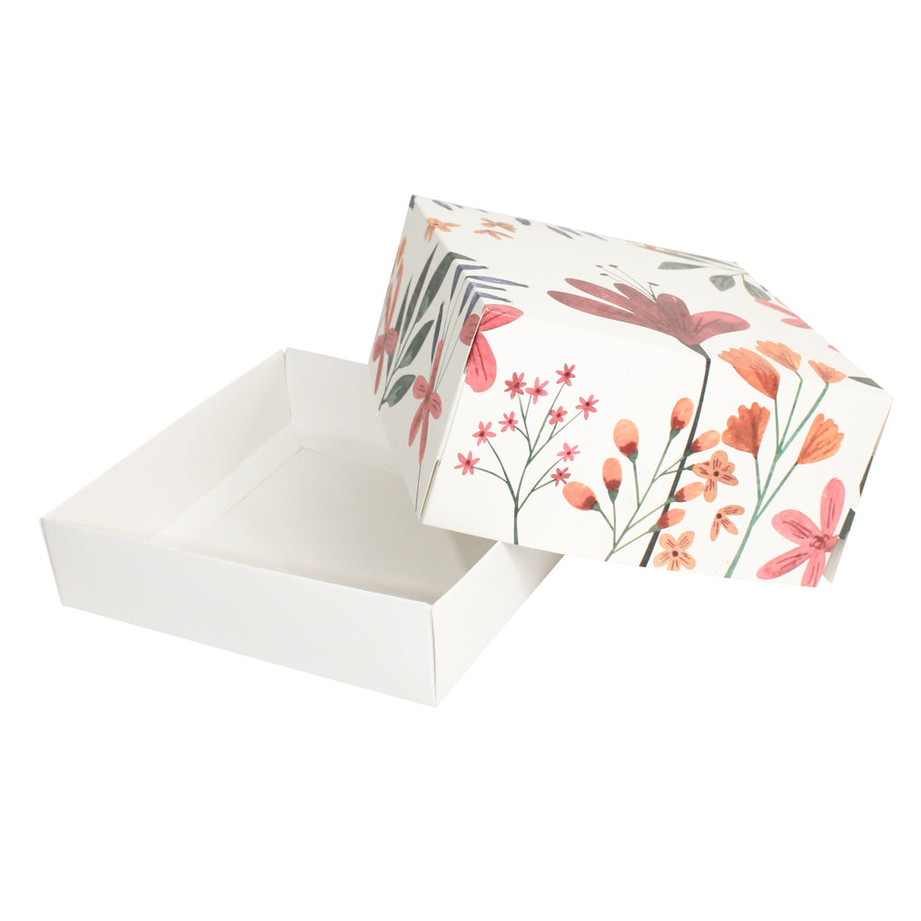 Caja Para Pastel 20x20x10 Flores 10 Piezas